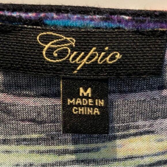 Cupio Abstract Sleeveless‎ Blouse V-Neck Fringe Detail Multi Colors Size Medium - Picture 5 of 7